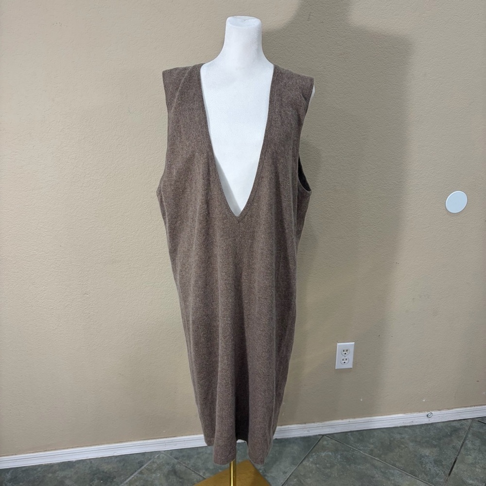 Outlander Sleeveless Low V Neck Lambwool Rabbit Hair Knit Tunic Dress Sz M